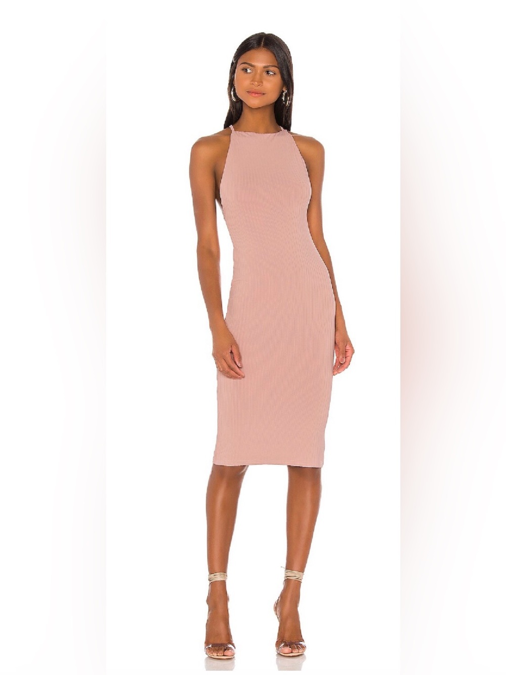 superdown safia open back Midi Dress in Dusty Rose